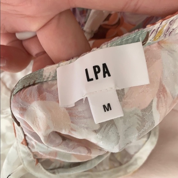 LPA Dress 164 in Floral Leopard Ruffle Silk Blend - Picture 6 of 11